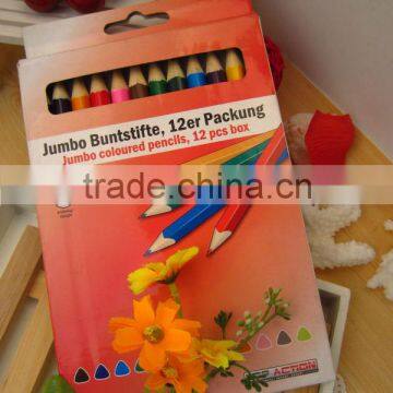 color pencil /senior jumbo color pencil/ triangle Jumbo color pencil /12 pc jumbo color pencil in paper box /kids gift