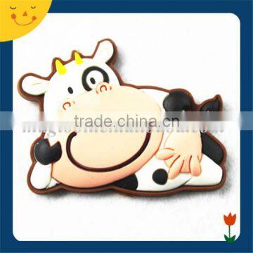 2015 custom cute cow shape soft 3D PVC fridge magnet