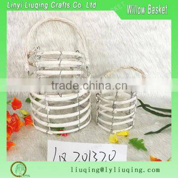 Round Wicker Lantern /Hanging Glass Candle Lanterns/White Wood Candle Lanterns With Glass Bottle