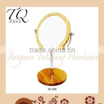 Double Side 7 inch Round Decorative Wooden Makeup Mirror