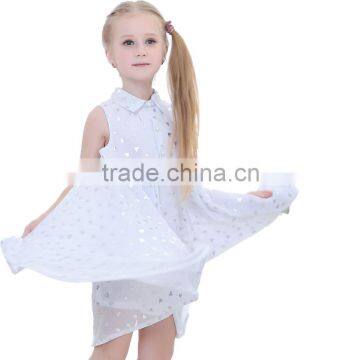 Fashion design wholesale little baby girls sleeveless dresses with print heart