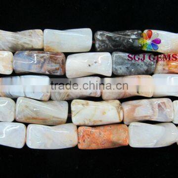 Bamboo leaf Agate beads,Octangle twisted agate beads,Fancy shape agate beads