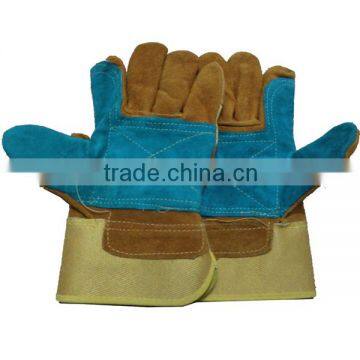 Split leather palm glove with index finger and leather knuckle strap for added protection