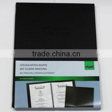 custom made pu leather restaurant menu folder manufacturer