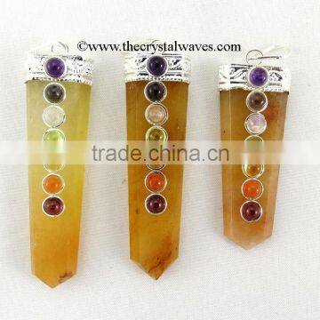 Yellow Aventurine Flat Pencil Chakra Pendant