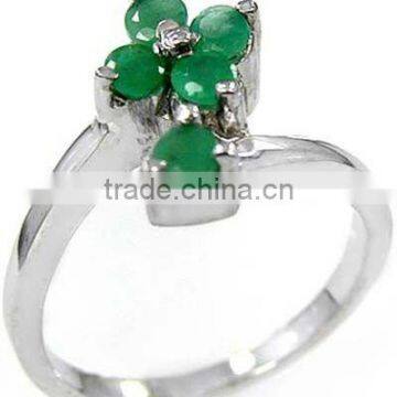 .925 Sterling Silver Ring Jewelry Wholesale Silver Jewelry With Emerald Gemstone