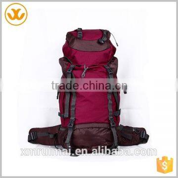 Professional extremely strong load strength outdoor sport dark red oxford mountain backpack