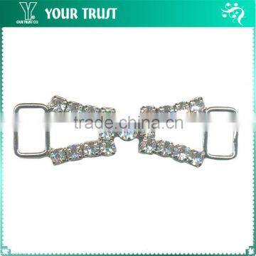 3MM 5MM Clear Cystal Rhinestone Connector Rhodium Metal Belt Buckle