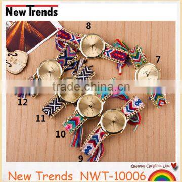 Newest National Style Multi Color Woven Braid Women Bracelet Watches photo-2