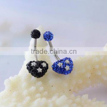 Fashion Heart Shape Belly Button Rings, Rhinestone Navel Piercing Jewelry, Stainless Steel Navel Rings photo-3