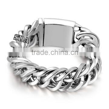 Trendy Mens Heavy Curb Cuban Link Bracelet High Polish Finish Stainless Steel Bracelet for Men