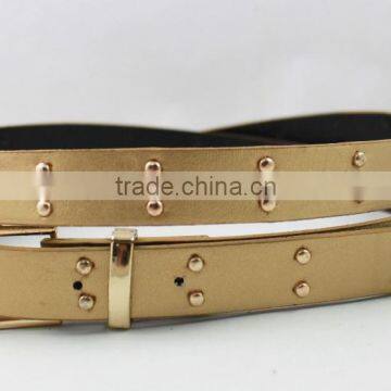 2015 New Style Hot-sale Fashion PU Belts With Two Line Rivets photo-4
