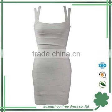 Classical white cutout strap summer bandage dress