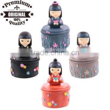 polyresin Japenese Doll trinket box