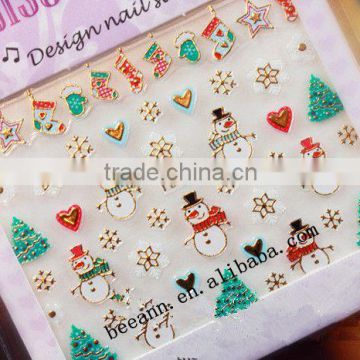 Colorful Nail Art Decoration Christmas hot stamping gold 3D Nail Art Stickers