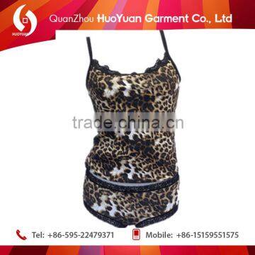 2016 wholesale girls sleepwear lady sleepwear sets leopard printing