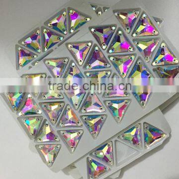 Stock Selling Fancy High Quality Triangle Shape Crystal AB Color Sew on Crystal Beads For Garment photo-3