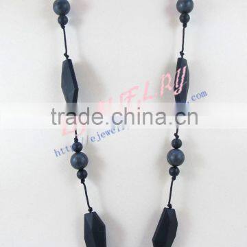black rectangular faceted silicone teething beads necklace safety teething baby necklace breakaway claspsstatement necklaceTN066