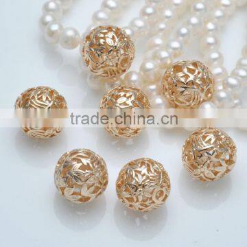 New arrival new gold plating 14mm brass metal beads for making jewlery