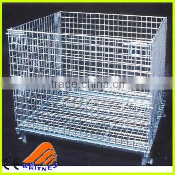 Collapsible Warehouse Cage, Mesh Container For Transportation, galvanized metal warehouse storage wire cage