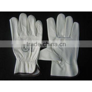 White color furniture leather driver glove