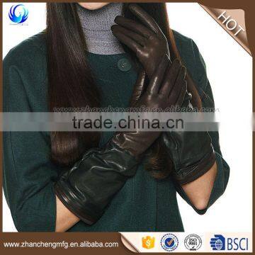 2016 new style ladies long sleeve winter green sheepskin leather gloves