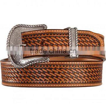 Western men basketweave leather belts factory