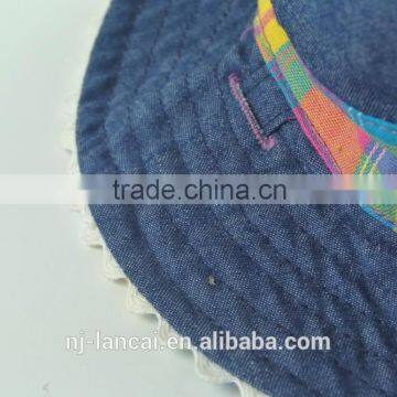 Baby Fancy 6 Panel Reversible Denim Check Bucket Hat