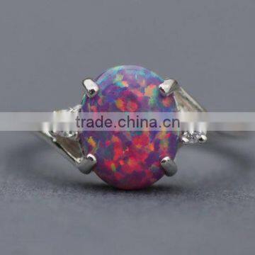 falak gems Rare Purple Fire Opal CZ Gemstone Ring,Lab Created Purple Opal Ring,Sterling Silver Opal Ring,