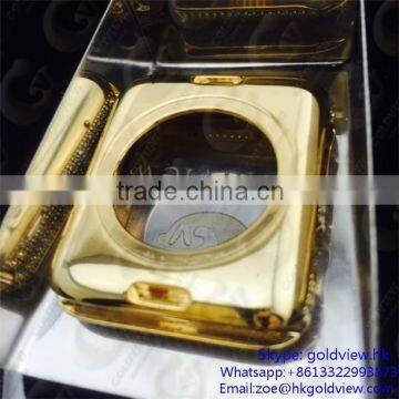 Wholesale luxury full crystal 24kt gold housing for apple watch diamond gold housing replacement