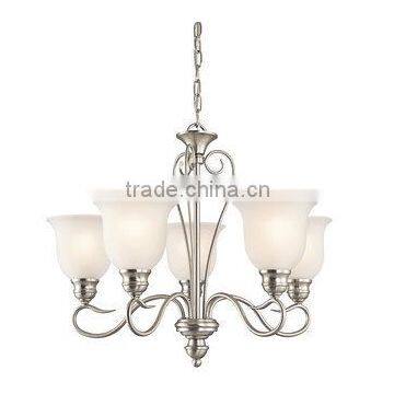 Brushed Nickel Single-Tier Chandelier with 5 Lights