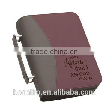 Customized design leather book cover bible cover with zipper