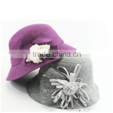 2015 Grey New Fashion Fedora Cap Handmade Straw Hats High Quality Old Women Bucket Flower photo-6