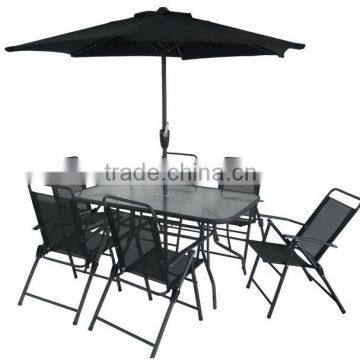 8pcs Outdoor Garden Patio Furniture Dining Table Sling Chair Umbrella