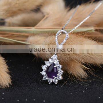 925 Sterling Silver Natural Real Shining Zircon Newest Modern Amethyst Pendant photo-3