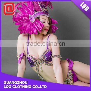 Hot Handmade Purple Feather Rhinestone Sexy Women Carnival Costumes photo-6