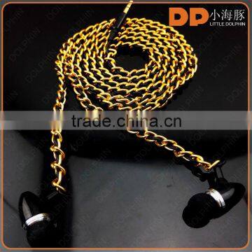 china factory good sound quality 3.5mm in ear earbuds OEM metal chain earphone