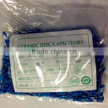 capacitor 102PF 2000V ceramic capacitor wholesale 102K2KV ceramic capacitor