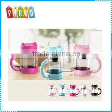 280ML Double Wall Cat Shaped Glass Bottle With handle,Vacuum Bottle