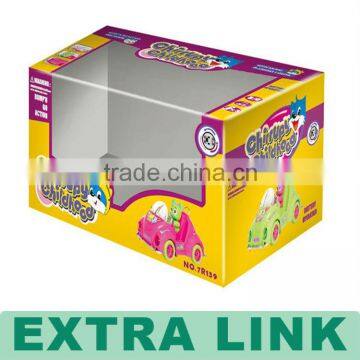 Paper packing box with clear plastic window for children toy car