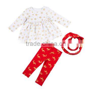 Yiwu Kapu Directly Sale New Arrival Christmas Clothing Sets Boutique Ginew year sets baby ruffle shirt with red pants