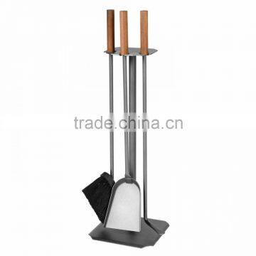 Unique Metal Fireplace Tool Set With Wood Handle / Fireplace Accessories / Companion Set