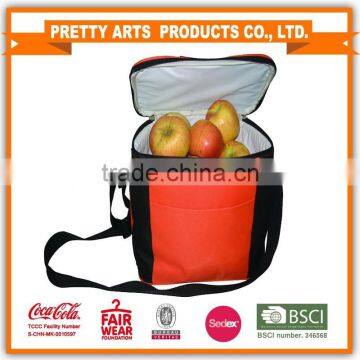 2016 BSCI SEDEX audit orange and black color picnic lunch cooler bag for outdoor or keep cold and warm