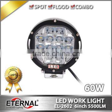 60W work light driving lamp round for 4x4 Jeep offroad hummer SUV ATV bumper high power led driving light spot lamp