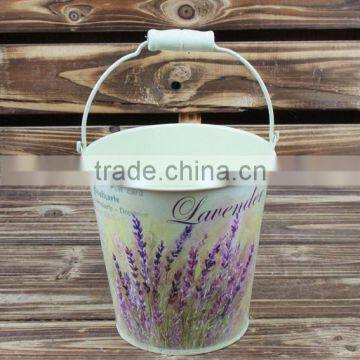 2015 garden decoration paper decal colored metal buckets wholesale