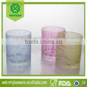 colored sand blasting decorated wholesale glass tumblers