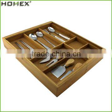 Bamboo Expandable Flatware Holder Cutlery Organizer Utensils Drawer/Homex_Factory photo-2