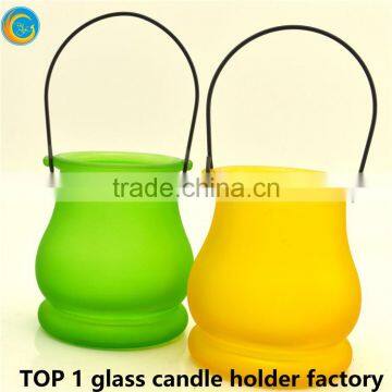 Glass Candle Holder With Metal Handle/hanging Glass Candle Holder photo-5