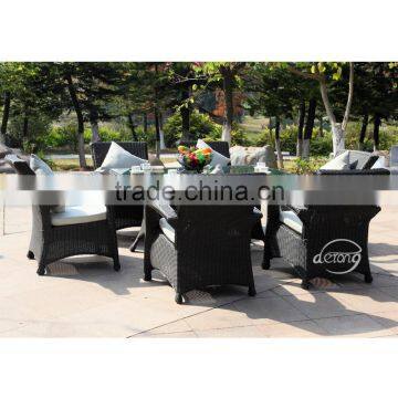 Derong 1table and 6 chairs PE rattan wicker dining set outdoor furniture for garden, hotel DR-3108