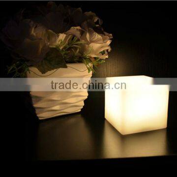 Rechargeable led cube stool/glow led foot stool with leather